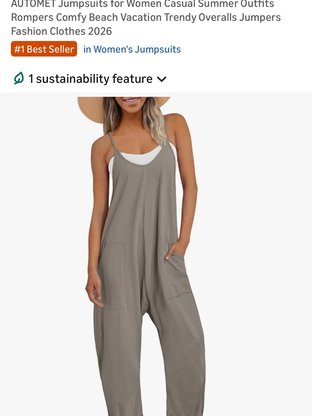 Relaxed Taupe Sleeveless Utility Jumpsuit